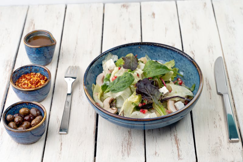 Mediterranean salad with olives feta and cucumber